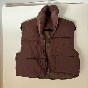 Brown Cropped Puffer Vest